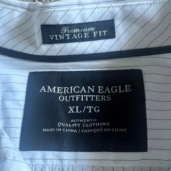 American Eagle Men's Premium Vintage Fit Pinstripe Button‎ Down Shirt XL - Picture 3 of 4